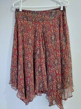 Anne Klein Size 6 Vintage Y2K Silk Skirt Handkerchief Midi Boho